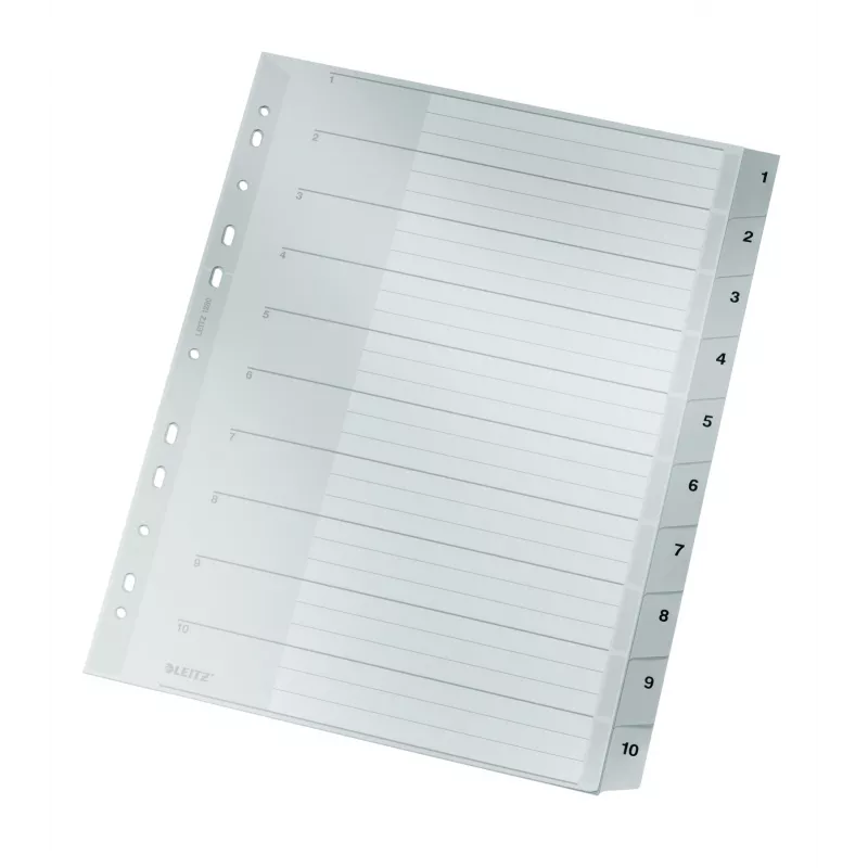 Leitz 12800000 ciparu dalītājlapa, kartons, pelēka, A4