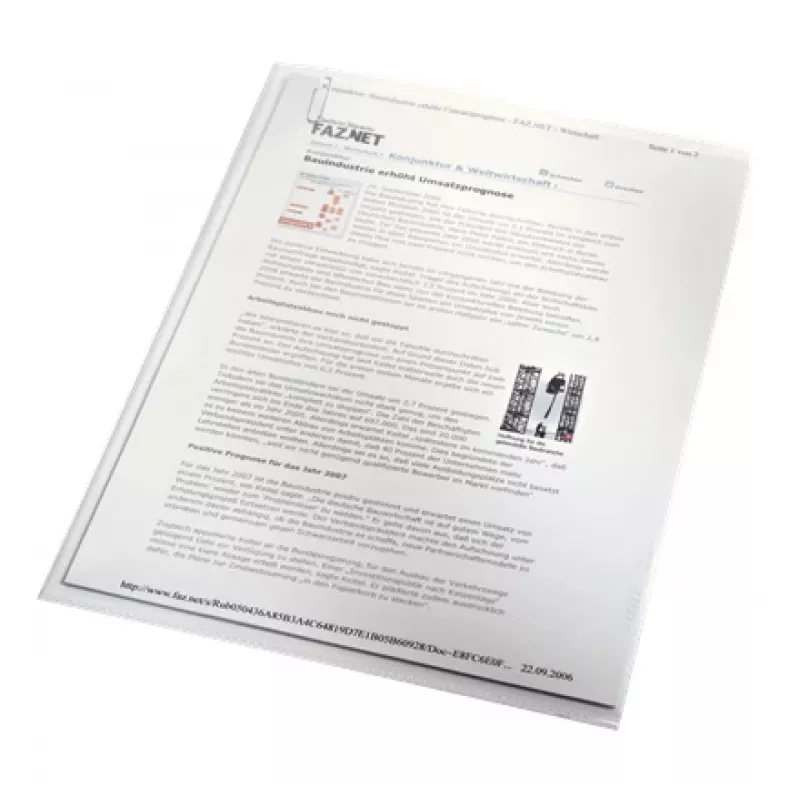 LEITZ Perforētās kabatas Standard, A4, PP, Graudains, 0.13mm, atvērtas augšā un sānos, dokumentu drošas (4000-00-03)