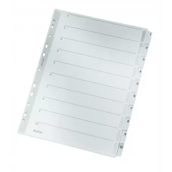 Leitz 43240000 ciparu dalītāji Kartons, Plastmasa Pelēks