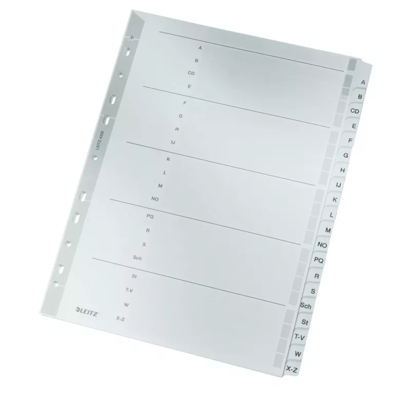 Leitz 43280000 alfabētiskie starplikas, kartons, pelēks
