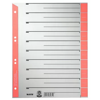 Leitz 16520025 ciparu dalītājlapiņas kartons Pelēks, Sarkans