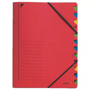 Leitz 39120025 šķirotājs ar īkšķu izgriezumiem, kartons, sarkans, A4