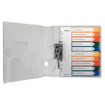 LEITZ Plastmasas indekss, Cipari, A4 Īpaši Plats, 1-10, Rakstāms ar Datoru, Caurspīdīgs ar Krāsainiem Cilpiem, PP, 10-Daļu (1293-00-00)