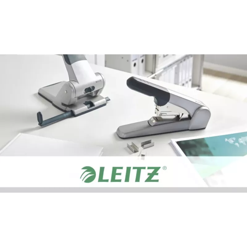Leitz Heavy Duty Flat Clinch Skavotājs, 60 loksnes, Pelēks, Gaiši pelēks, Standarta sašūšana, 25/10, 6 cm, 110 skavas