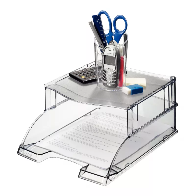 Leitz Letter tray riser Plus Universal, Plastmasa, Pelēks, Caurspīdīgs, 254 mm, 265 mm, 70 mm