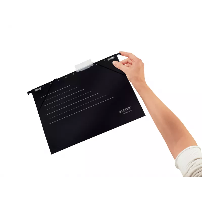 Leitz Suspension File Alpha Active FSC®, A4, Melns, Kartons, 348 mm, 260 mm, 90 g