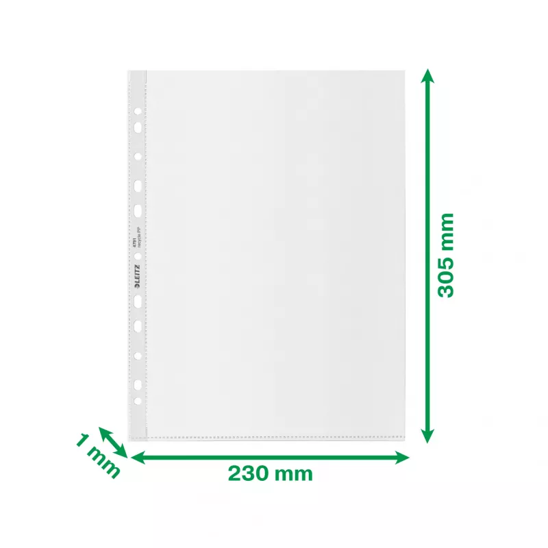 Leitz Recycle A4 Kabatiņa, 210 x 297 mm (A4), Caurspīdīga, Polipropilēns (PP), Portretorientācija, 0.1 mm, 230 mm