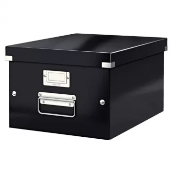 Leitz Click & Store WOW vidēja izmēra glabāšanas kaste, melna, kartons, 16.7 L, 265 x 335 x 188 mm, 900 g, 1 gab.