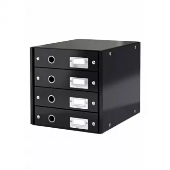 Leitz Click & Store WOW Atvilktņu skapis (4 atvilktnes), Melns, Kartons, 286 mm, 282 mm, 358 mm, 2.49 kg