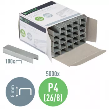 Leitz Power Performance P4 26/8 skavas, kastīte 5000 gab.