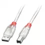 Lindy 0.5m USB 2.0 kabelis - A tipa uz B tipu, caurspīdīgs