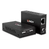 Lindy USB 2.0 Cat.6 pagarinātājs, 100m, 2 porti, AV raidītājs un uztvērējs, vadu, melns