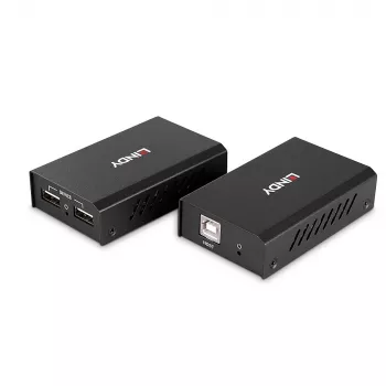 Lindy USB 2.0 Cat.6 pagarinātājs, 100m, 2 porti, AV raidītājs un uztvērējs, vadu, melns