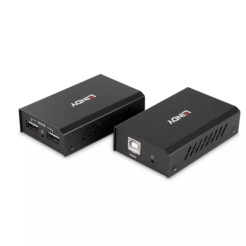 Lindy USB 2.0 Cat.6 pagarinātājs, 100m, 2 porti, AV raidītājs un uztvērējs, vadu, melns
