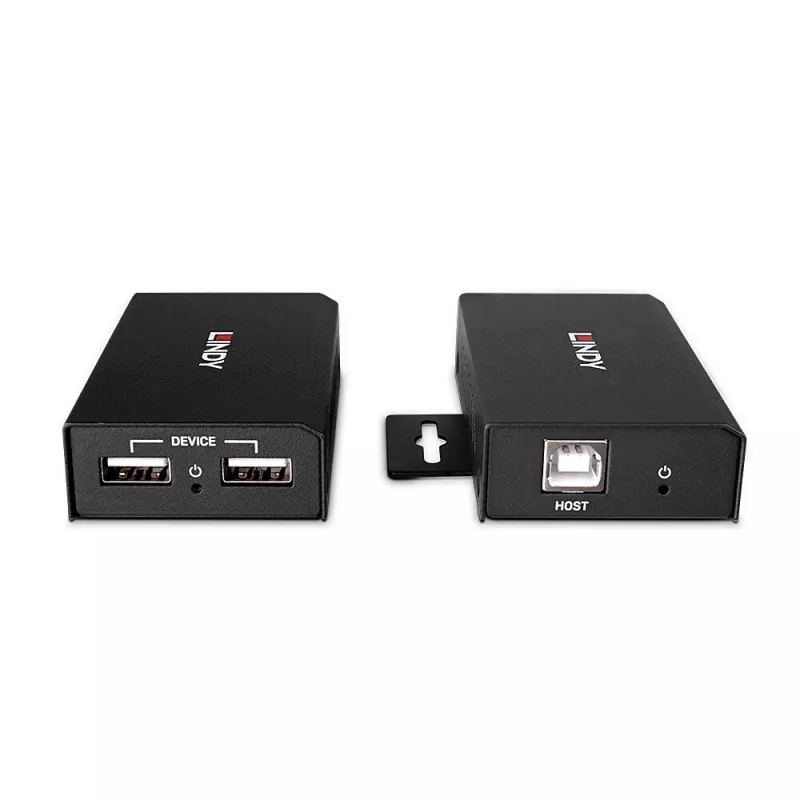 Lindy USB 2.0 Cat.6 pagarinātājs, 100m, 2 porti, AV raidītājs un uztvērējs, vadu, melns