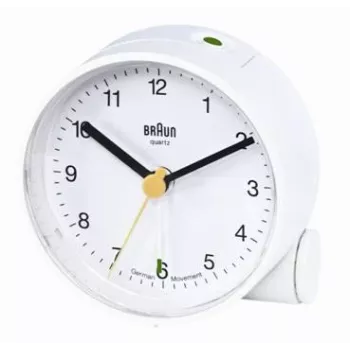 Braun BNC 001 kvarca modinātājpulkstenis balts