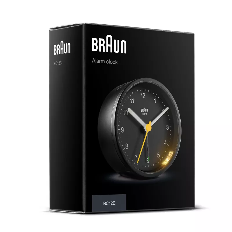 Braun BC12 kvarca modinātājpulkstenis melns