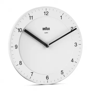 Braun BC06W kvarca sienas pulkstenis, balts, apaļš
