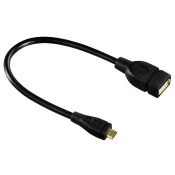 Hama USB 2.0 adaptera kabelis, USB A — Micro-USB B, 0,15 m, melns