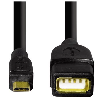 Hama USB 2.0 adaptera kabelis, USB A — Micro-USB B, 0,15 m, melns