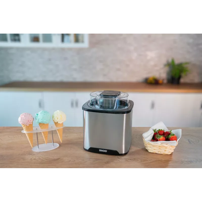 Unold saldējuma pagatavotājs Gelato, 1,5 L, tradicionālais saldējuma gatavotājs, melns/nerūsējošais tērauds, LCD