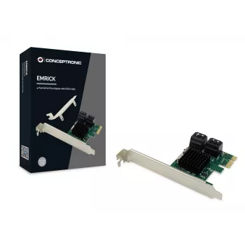Conceptronic EMRICK 4-Portu SATA PCIe Adapteris ar SATA Kabeli