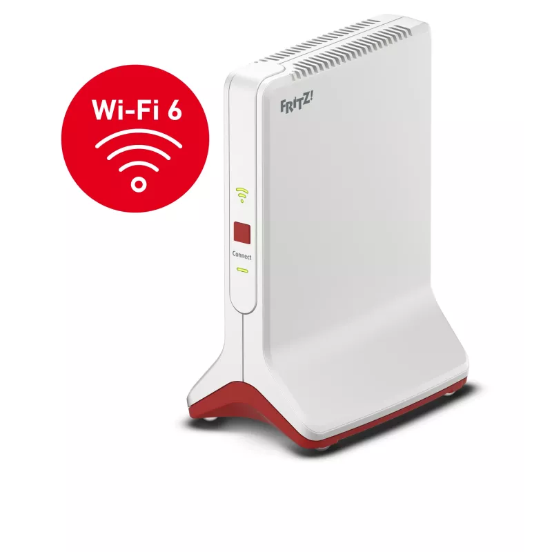 Bezvadu diapazona paplašinātājs AVM FRITZ!Repeater 6000 Edition International — trīsjoslu 6000 Mbps, 2x LAN, balts
