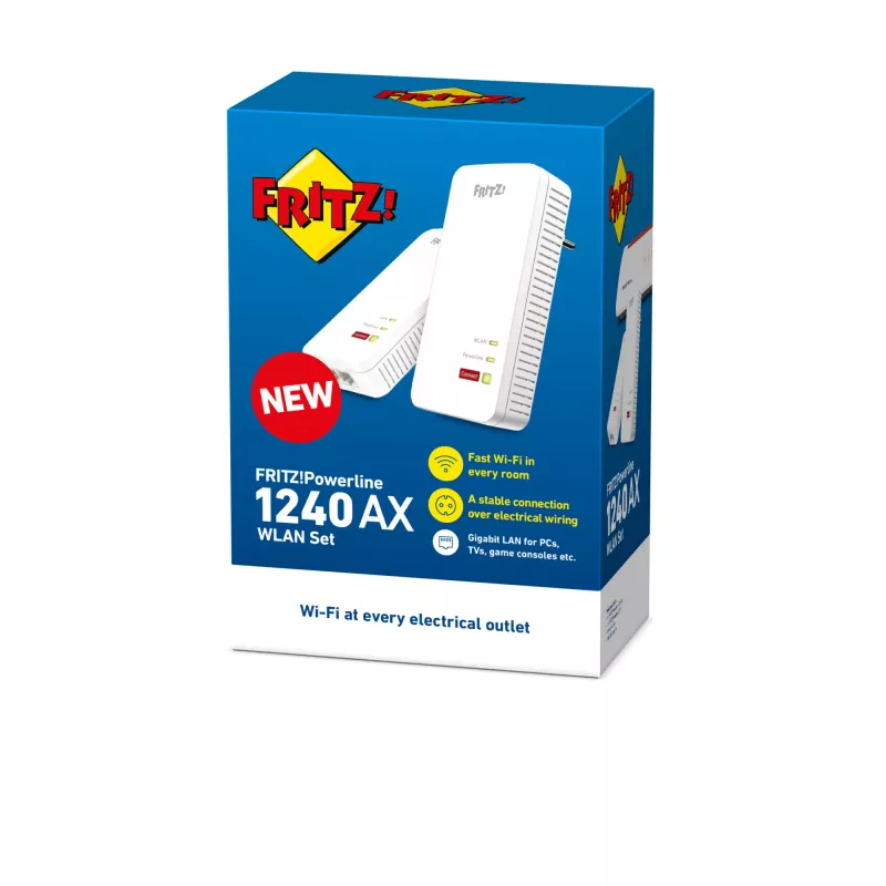 FRITZ!Powerline 1240 AX WLAN komplekts 1200 Mbit/s Ethernet LAN Wi-Fi Balts 2 gab.