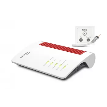 Bezvadu maršrutētājs FRITZ!Box 6670 Cable Edition International, Wi-Fi 7, 2.5 Gigabit Ethernet, divjoslu (2.4 GHz / 5 GHz), sarkans/balts