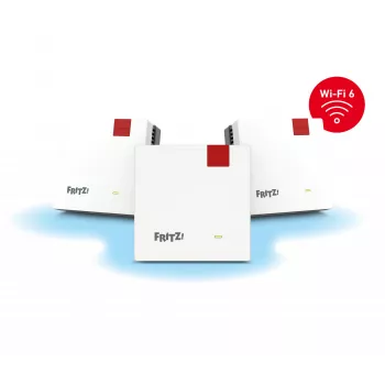 FRITZMESH SET 1600 3-PACK EDITION INTERNATIONAL tīkla komplekts, Wi-Fi 6, sarkans/balts