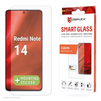 Displex Smart Glass (9H) Xiaomi Redmi Note 14, montāžas uzlīme, nesalaužams