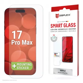 Displex Smart Glass (9H) Apple iPhone 17 Pro Max, cietināts stikls ar montāžas uzlīmi, nesalaužams