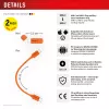 Displex Phone-to-Phone Emergency Charger, USB-C uz USB-C, Mini spraudnis + Elastīgs kabelis, Kompakts 2 iepakojums
