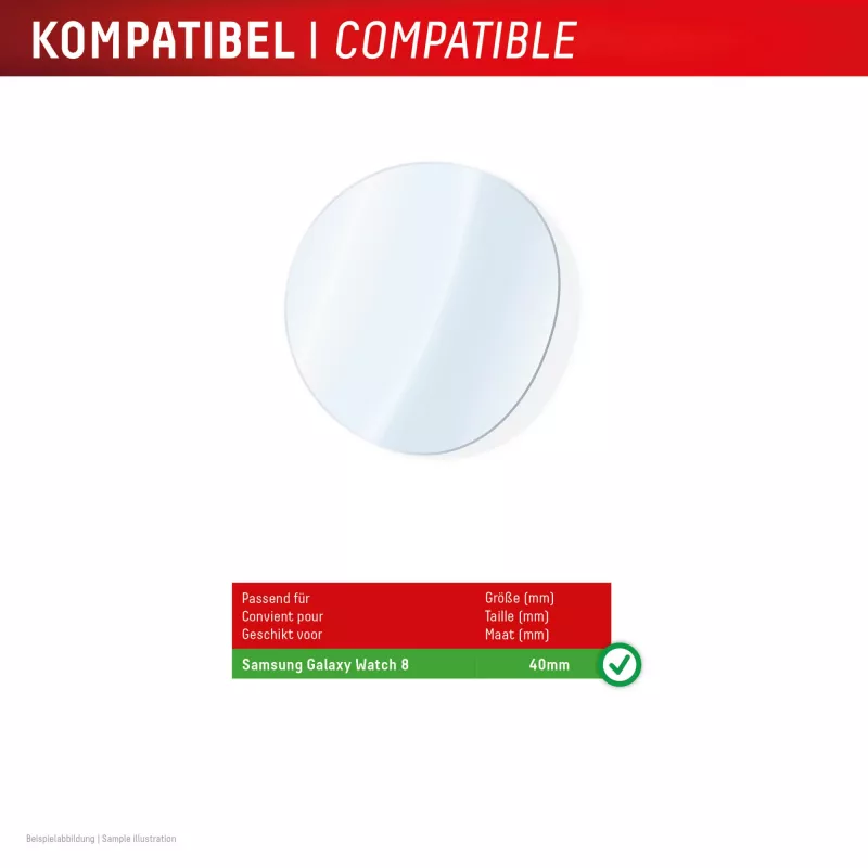 Aizsargstikls e.v.i. Displex 9H Glass Galaxy Watch 8 40mm, 2 iepakojumā, īpaši plāns, bezmalu, pretpirkstu nospiedumiem