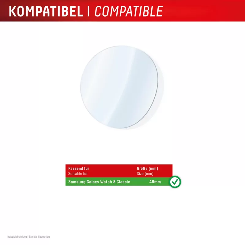 Aizsargstikls e.v.i. Displex 9H Glass Galaxy Watch 8 (46mm) — 2 iepakojumā, ultrathin, bezmaliņu, pretpirkstu nospiedumiem