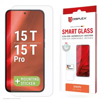 Displex Smart Glass (9H) aizsargstikls Xiaomi 15T / 15T Pro, ar montāžas uzlīmi, caurspīdīgs