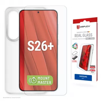 Displex ekrāna aizsargstikls + maciņš Samsung S26+, pret skrāpējumiem