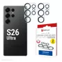 Pilna pārsega kameras stikls Galaxy S26 Ultra e.v.i., rūdīts stikls 10H, putekļu/triec/ skrāpējumu izturīgs, ātrā montāža, 2 iepakojums