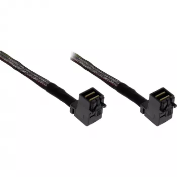 Mini SAS HD kabelis InLine SFF-8643 uz SFF-8643, leņķveida abos galos, Sideband, 1 m