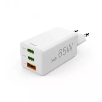 Hama 00125142 universāls sienas lādētājs 65W balts GaN ātrā uzlāde