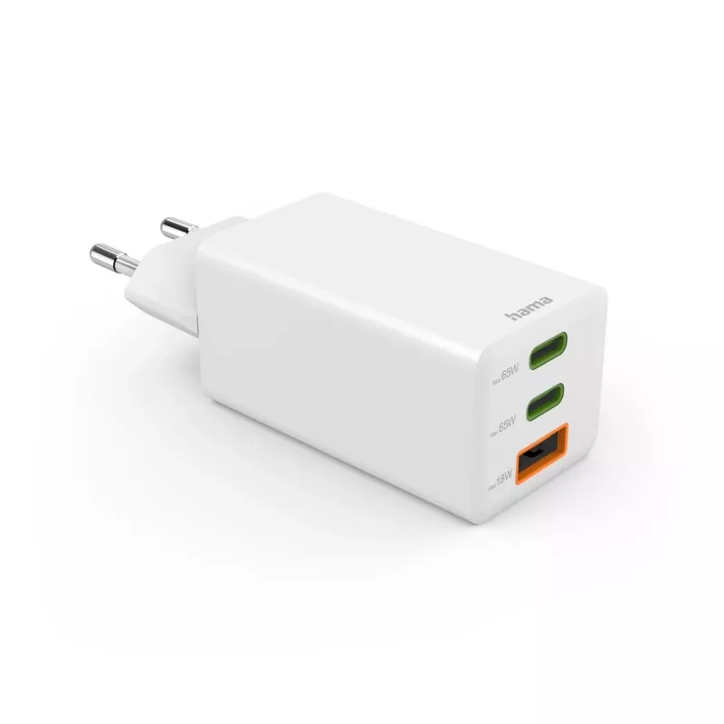 Hama 00125142 universāls sienas lādētājs 65W balts GaN ātrā uzlāde