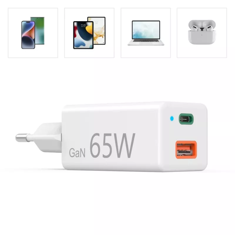 Hama 00125142 universāls sienas lādētājs 65W balts GaN ātrā uzlāde