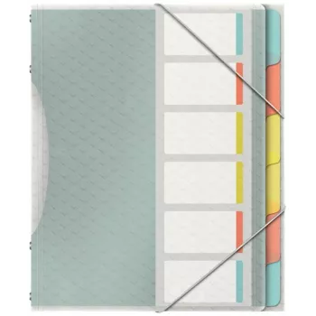 Esselte Colour'Ice A4 organizētājmape, 6 nodalījumi, 3 vāciņi, PP, caurspīdīga