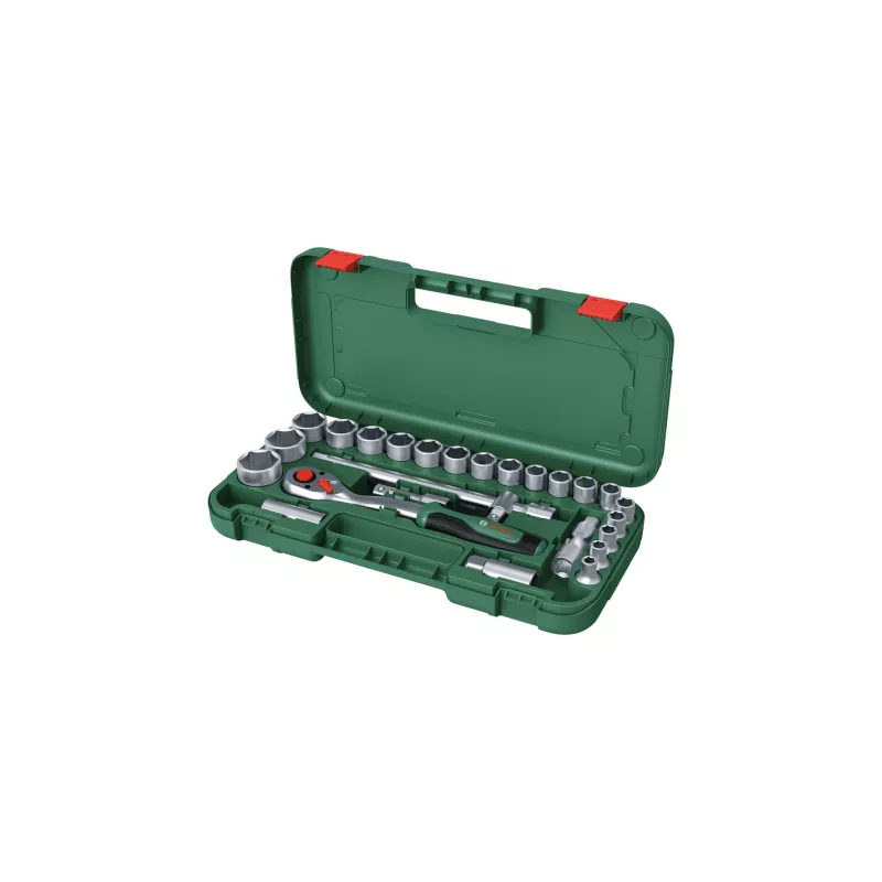 Bosch 1600A02Z9F 1/2 in galatslēgas uzgaļu komplekts ar sprūdratu, 25 gab., zaļš