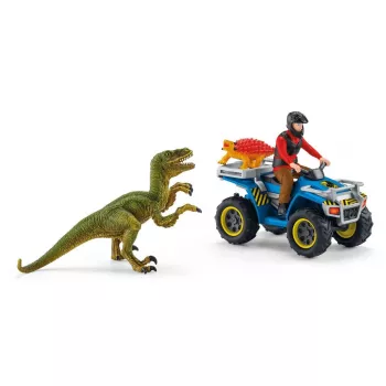 Rotaļlietu komplekts Schleich Dinozauri Kvadracikla bēgšana no Velociraptora