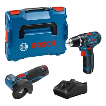 Bosch GSR 12V-15 + GWS 12V-76 + 2 akumulatori 2 Ah + GAL 12V-40 (L) Professional Battery komplekts
