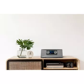 Interneta radio MEDION LIFE P85333 — DAB+ / FM, 12 W RMS, 2.8 collu TFT, Wi‑Fi 802.11a/b/g, 3.5 mm ligzda, pelēks
