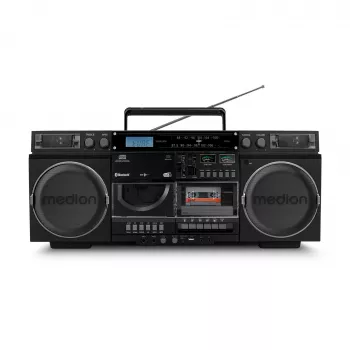 Mūzikas sistēma MEDION LIFE P66538 — 20 W, 2-virzienu skaļruņi, DAB+/FM/PLL, Bluetooth, LCD ekrāns, melna
