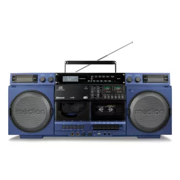 MEDION LIFE P66538 20 W Zila kompakta audio sistēma — 20 W RMS, 2-virzienu skaļruņi, DAB+/PLL, Bluetooth 10 m, priekšējā diska ielāde
