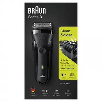 Braun Series 3 300s skuveklis ar trimmeri, melns
